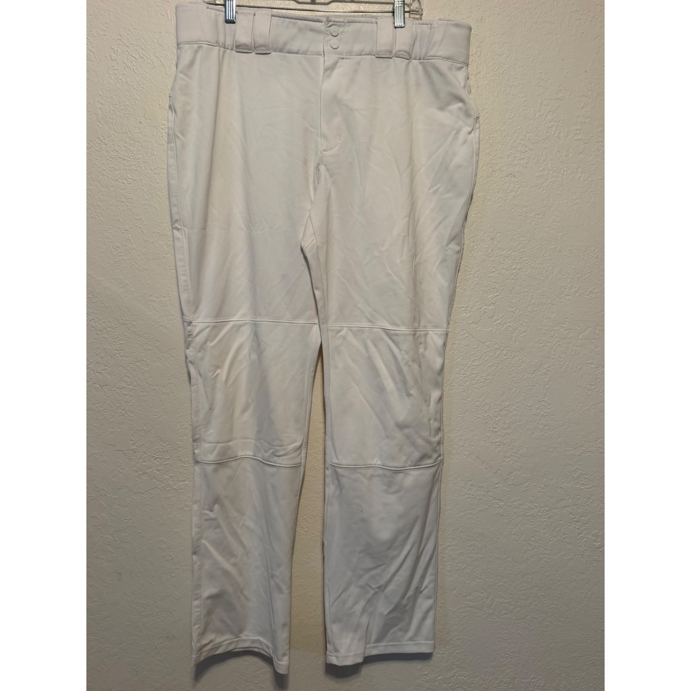 Under Armour White Baseball Pants Mens Double Button Reinforced Knee HeatGear